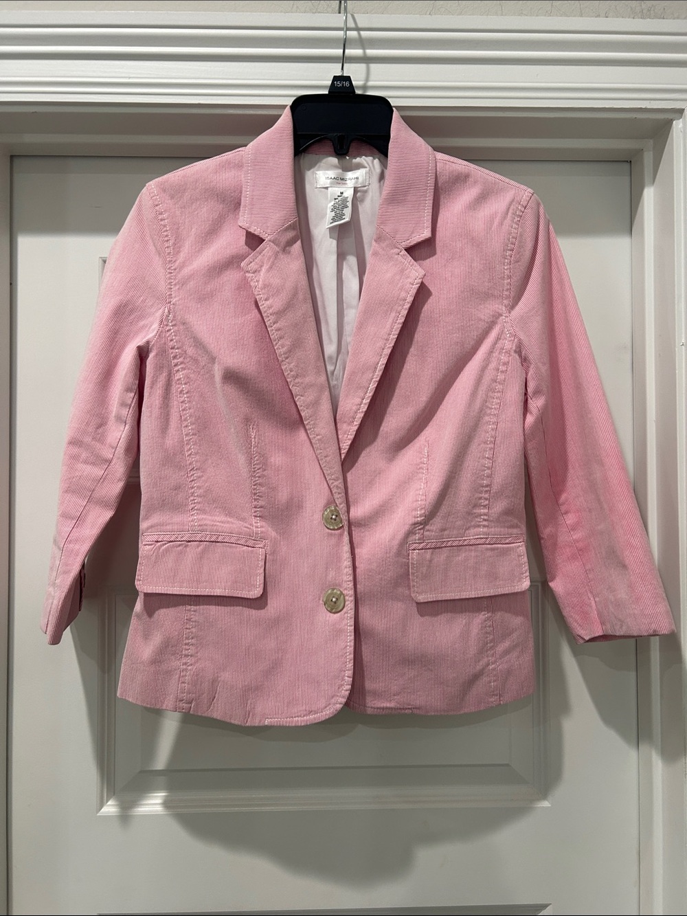 Isaac Mizrahi Pink Corduroy Tailored Blazer